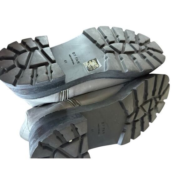 BY FAR Gray Russel Knee‑High Boots EU 41 US 10 Grained Nappa Cement Leather - Picture 9 of 12